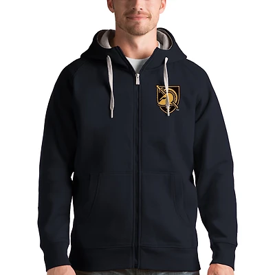 Men's Antigua Charcoal Army Black Knights Victory Full-Zip Hoodie