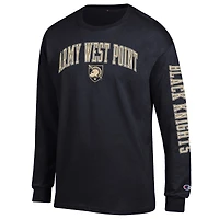 T-shirt à manches longues Champion Black Army Knights pour homme avec logo Arch Over 2-Hit