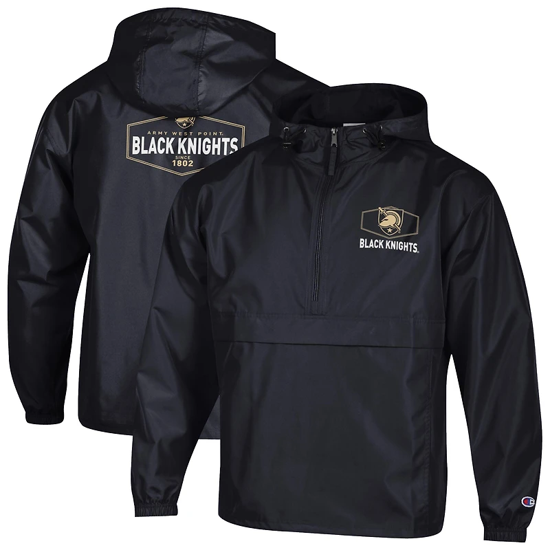 Men's Champion Black Army Knights Delay Packable Half-Zip Jacket