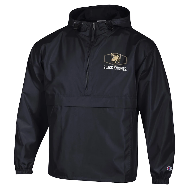 Men's Champion Black Army Knights Delay Packable Half-Zip Jacket