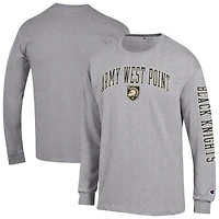 T-shirt à manches longues Champion Heather Grey Army Black Knights pour homme avec logo Arch Over et 2 coups