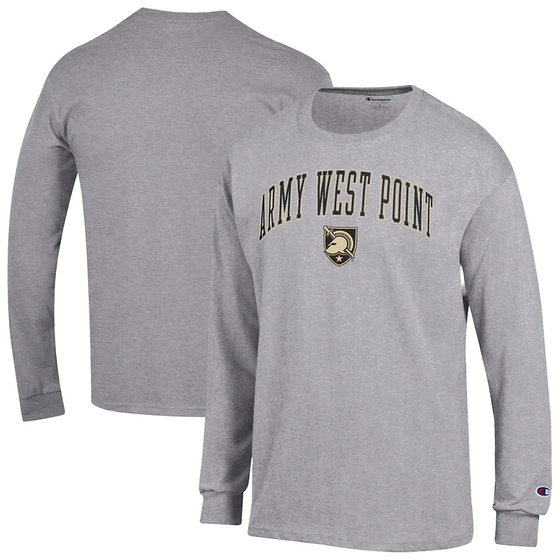 T-shirt à manches longues Champion Heather Grey Army Black Knights Basic Arch pour homme