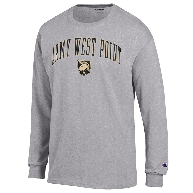 T-shirt à manches longues Champion Heather Grey Army Black Knights Basic Arch pour homme