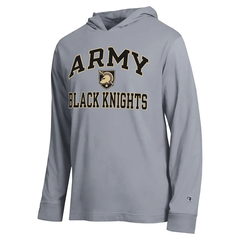 Men's Champion  Heather Gray Army Black Knights High Motor All-Star Long Sleeve Hooded T-Shirt