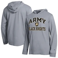 Men's Champion  Heather Gray Army Black Knights High Motor All-Star Long Sleeve Hooded T-Shirt