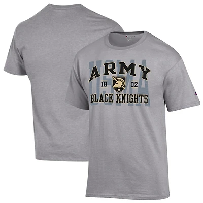 T-shirt universitaire Champion gris chiné pour homme, Black Knights de l'armée