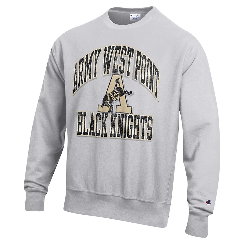 Men's Champion Heather Gray Army Black Knights Vault Late Night Reverse Weave Pullover Sweatshirt