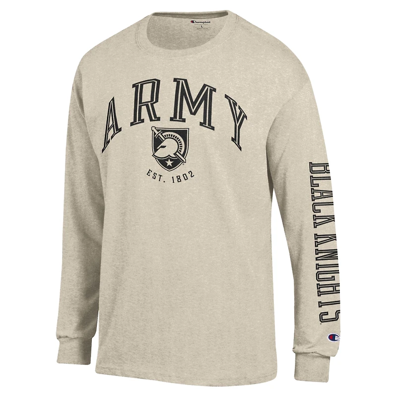 Men's Champion  Oatmeal Army Black Knights Neutral Arch Long-Sleeve T-Shirt