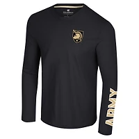 Men's Colosseum Black Army Knights Logo Lockup 3-Hit Active Blend Long Sleeve T-Shirt