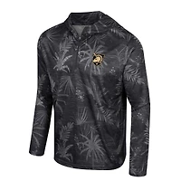 Men's Colosseum Black Army Knights Palms Printed Lightweight Quarter-Zip Hooded Top