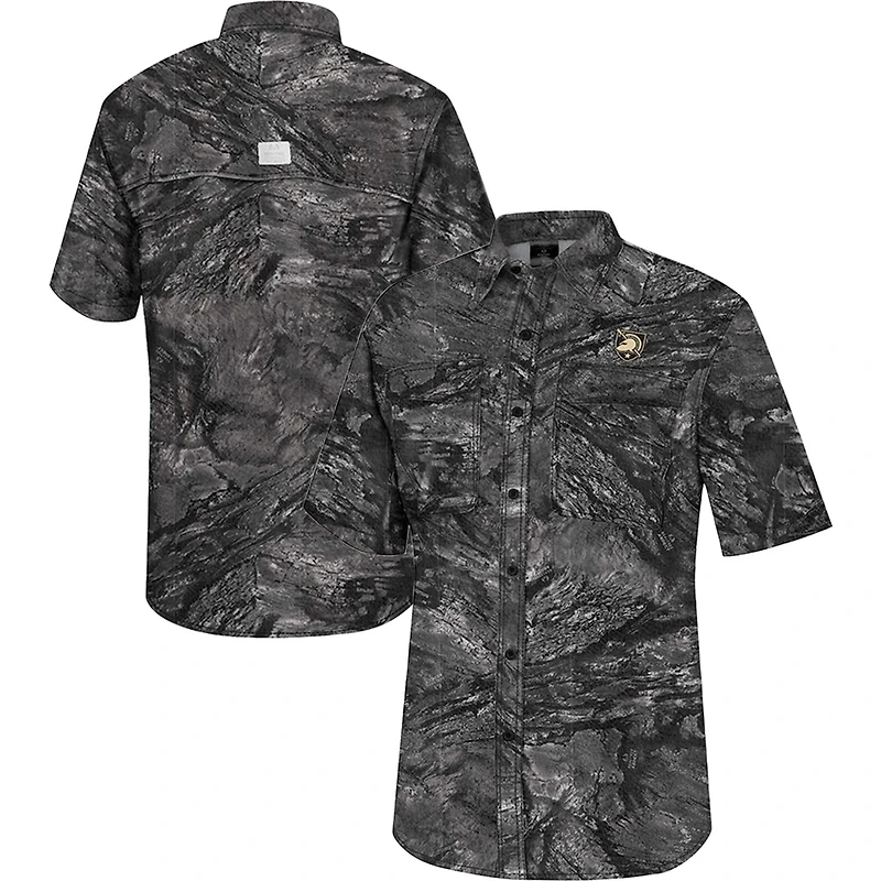Chemise de pêche à boutons Colosseum Charcoal Army Black Knights Realtree Aspect Charter pour homme