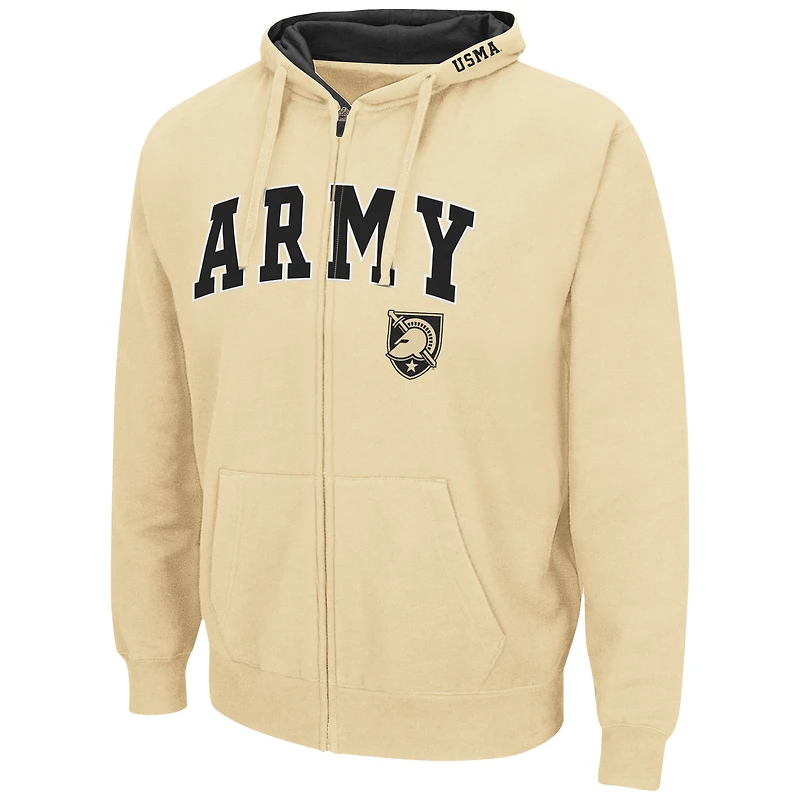 Sweat à capuche entièrement zippé Colosseum Gold Army Black Knights Arch & Logo pour hommes