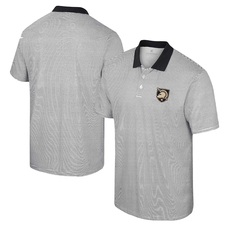 Men's Colosseum White/Black Army Black Knights Print Stripe Polo
