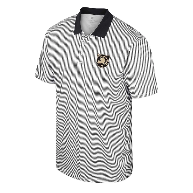 Men's Colosseum White/Black Army Black Knights Print Stripe Polo