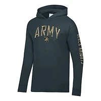 T-shirt à capuche manches longues et col ras du cou pour homme, coloris charbon, style Army Black Knights