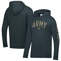 Men's ComfortWash  Charcoal Army Black Knights Long Sleeve Hooded T-Shirt