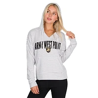 Men's Concepts Sport  White/Gray Army Black Knights French Terry Striped V-Neck Pullover Hoodie