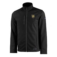 Men's Cutter & Buck Black Army Knights Evoke Eco Softshell Recycled Full-Zip Jacket