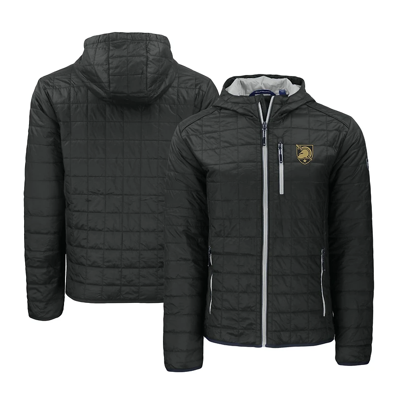 Men's Cutter & Buck Black Army Knights Rainier PrimaLoft Eco Insulated Full-Zip Puffer Jacket