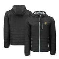 Men's Cutter & Buck Black Army Knights Rainier PrimaLoft Eco Insulated Full-Zip Puffer Jacket