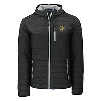 Men's Cutter & Buck Black Army Knights Rainier PrimaLoft Eco Insulated Full-Zip Puffer Jacket