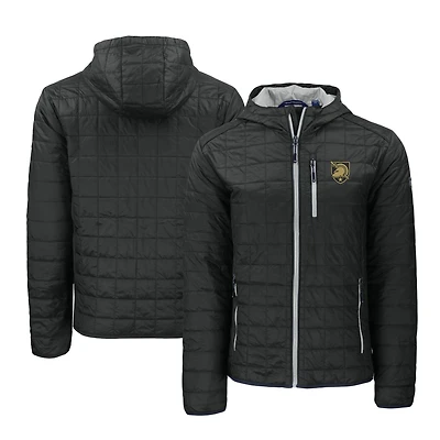 Men's Cutter & Buck Black Army Knights Rainier PrimaLoft Eco Insulated Full-Zip Puffer Jacket