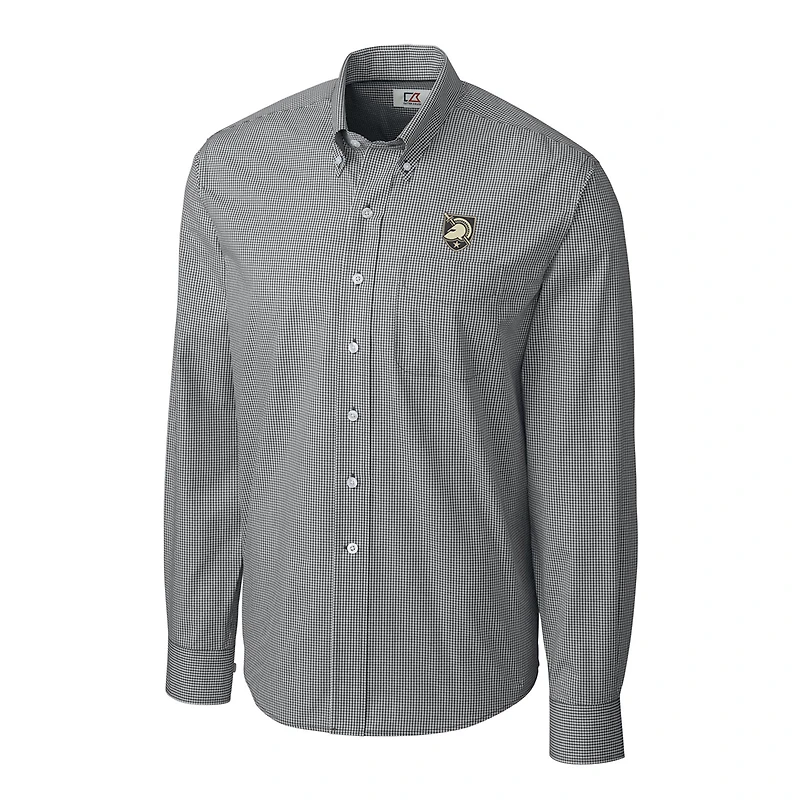 Chemise boutonnée à manches longues et carreaux vichy pour homme, style Army Black Knights, Cutter & Buck, anthracite