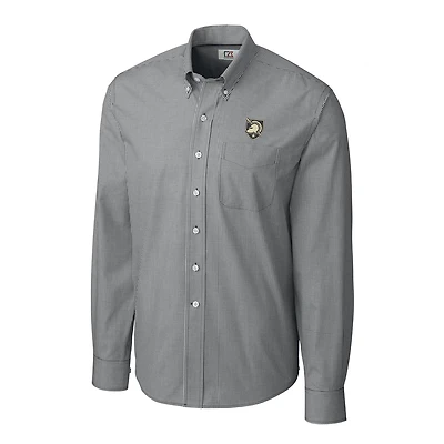 Chemise boutonnée à manches longues et carreaux vichy pour homme, style Army Black Knights, Cutter & Buck, anthracite