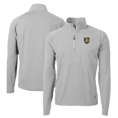 Veste Cutter & Buck pour homme, grise armée, modèle Black Knights Adapt Eco Knit Hybrid Recycled Raglan DryTec à fermeture éclair quart de tour