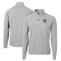 Veste Cutter & Buck pour homme, grise armée, modèle Black Knights Adapt Eco Knit Hybrid Recycled Raglan DryTec à fermeture éclair quart de tour