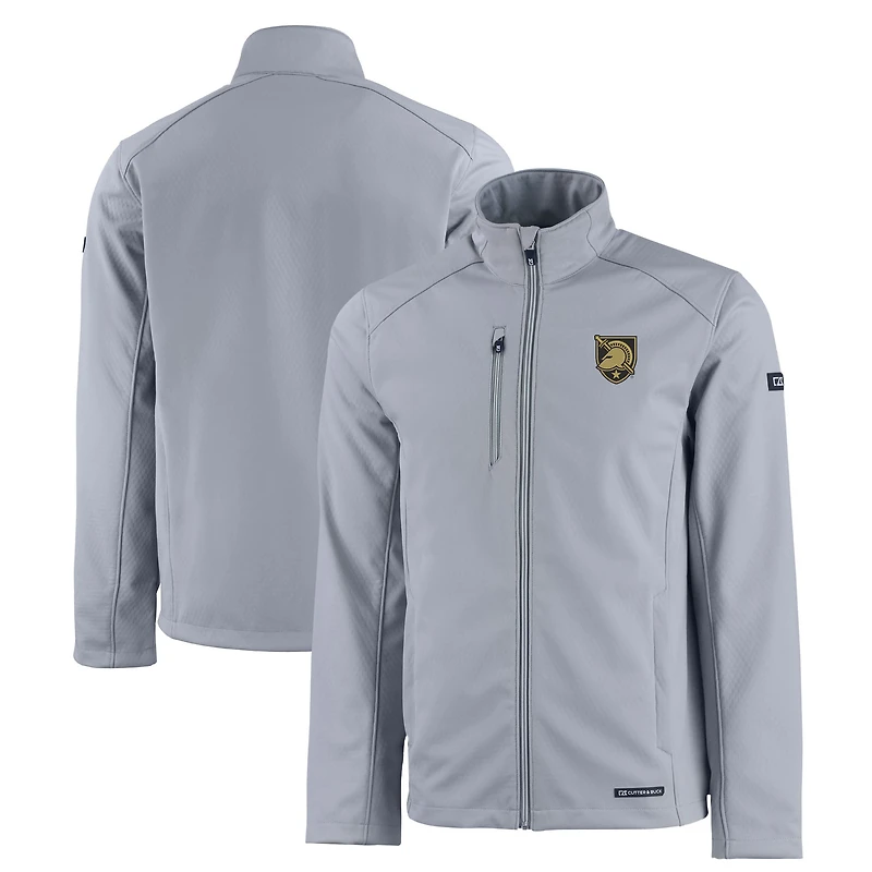 Veste zippée intégrale recyclée en softshell Evoke Eco pour homme, grise, style Army Black Knights de Cutter & Buck