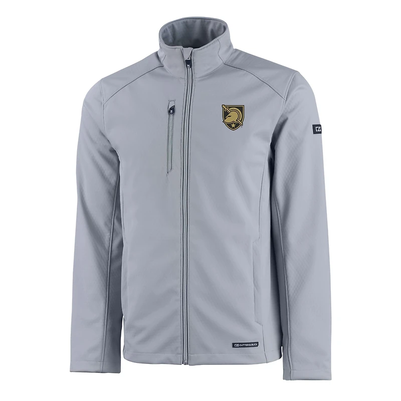 Veste zippée intégrale recyclée en softshell Evoke Eco pour homme, grise, style Army Black Knights de Cutter & Buck
