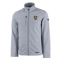 Veste zippée intégrale recyclée en softshell Evoke Eco pour homme, grise, style Army Black Knights de Cutter & Buck