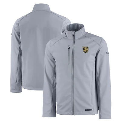 Veste zippée intégrale recyclée en softshell Evoke Eco pour homme, grise, style Army Black Knights de Cutter & Buck