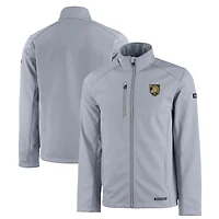 Veste zippée intégrale recyclée en softshell Evoke Eco pour homme, grise, style Army Black Knights de Cutter & Buck