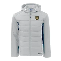 Men's Cutter & Buck Gray Army Black Knights Evoke Hybrid Eco Softshell Recycled Full-Zip Hoodie Jacket