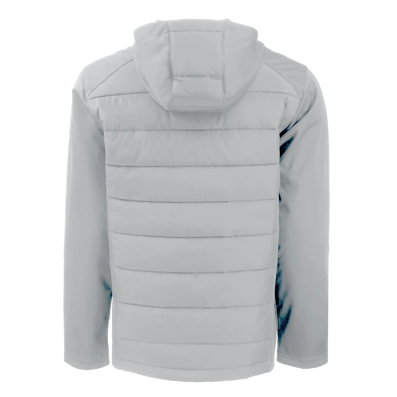 Men's Cutter & Buck Gray Army Black Knights Evoke Hybrid Eco Softshell Recycled Full-Zip Hoodie Jacket