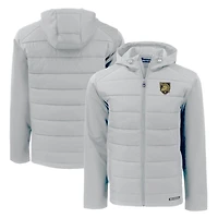 Men's Cutter & Buck Gray Army Black Knights Evoke Hybrid Eco Softshell Recycled Full-Zip Hoodie Jacket