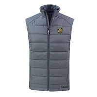 Men's Cutter & Buck Gray Army Black Knights Evoke Hybrid Eco Softshell Recycled Full-Zip Vest