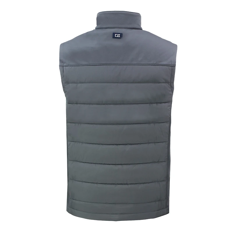 Men's Cutter & Buck Gray Army Black Knights Evoke Hybrid Eco Softshell Recycled Full-Zip Vest