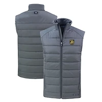 Men's Cutter & Buck Gray Army Black Knights Evoke Hybrid Eco Softshell Recycled Full-Zip Vest