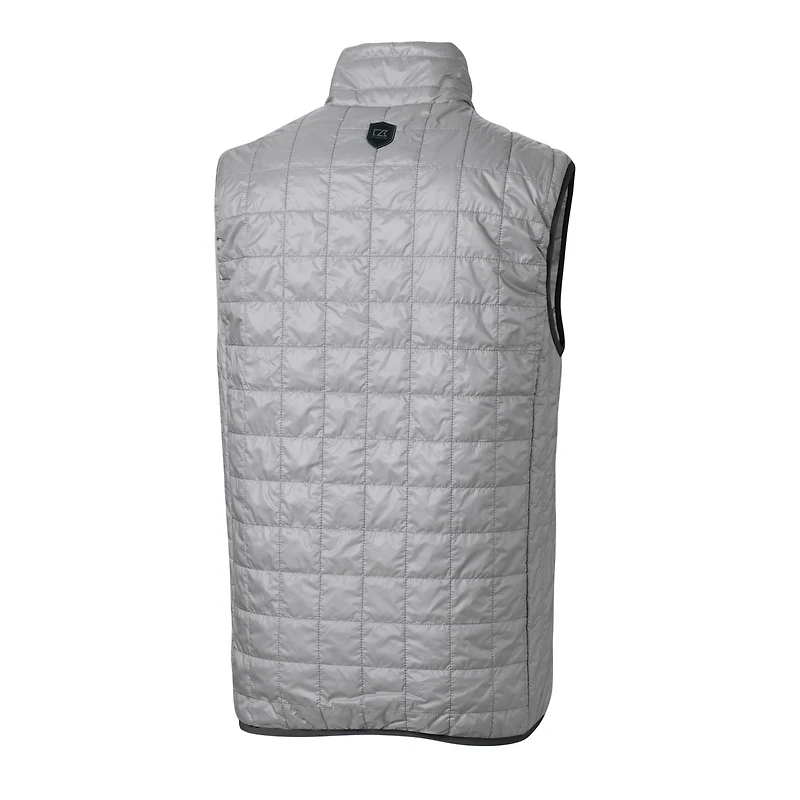 Men's Cutter & Buck Gray Army Black Knights Rainier PrimaLoft Eco Insulated Full-Zip Puffer Vest