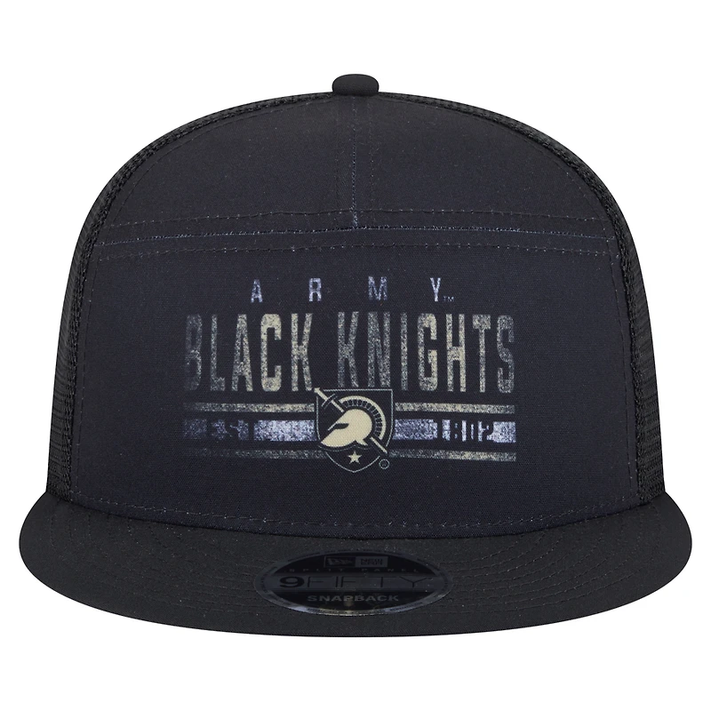 Men's New Era Black Army Black Knights Split Panel 9FIFTY Snapback Trucker Hat