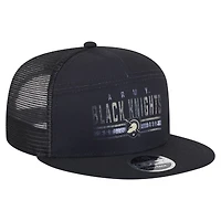 Casquette camionneur à snapback 9FIFTY à panneau fendu New Era pour homme, style armée noire des Black Knights