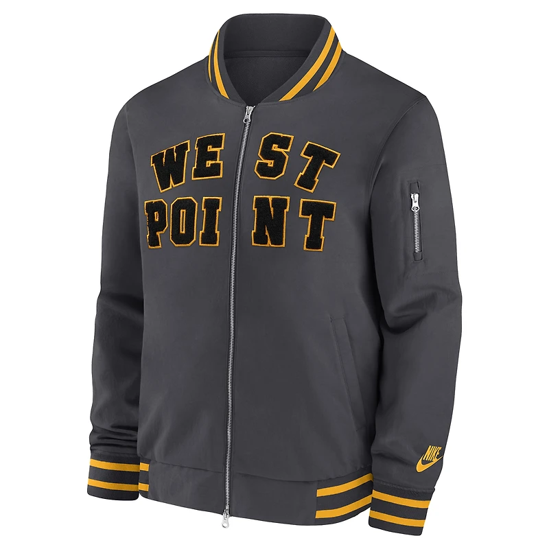 Veste bomber zippée intégrale Nike pour homme, coloris anthracite, Black Knights West Point Classic Collection