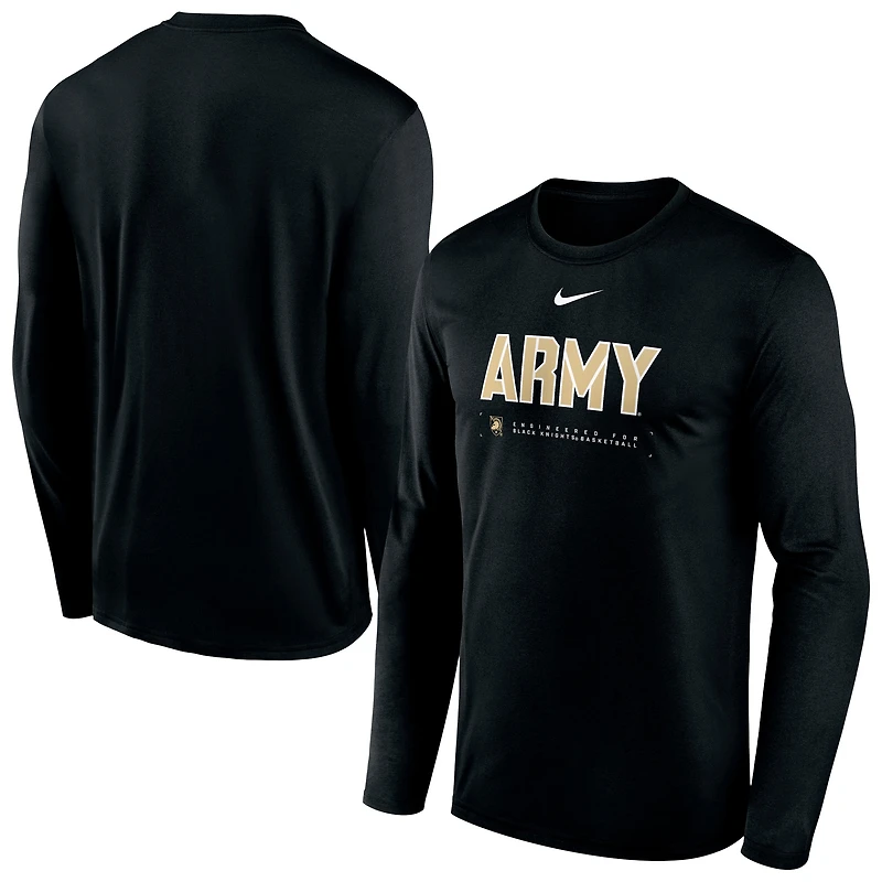 Men's Nike Black Army Knights 2025 Courtside Basketball Shootaround Dri-FIT Long Sleeve T-Shirt