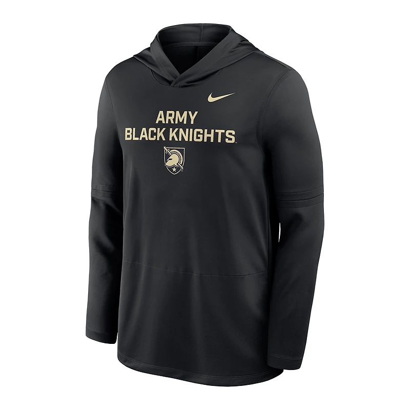 Men's Nike Black Army Knights 2025 Sideline Dri-FIT Long Sleeve Hoodie T-Shirt