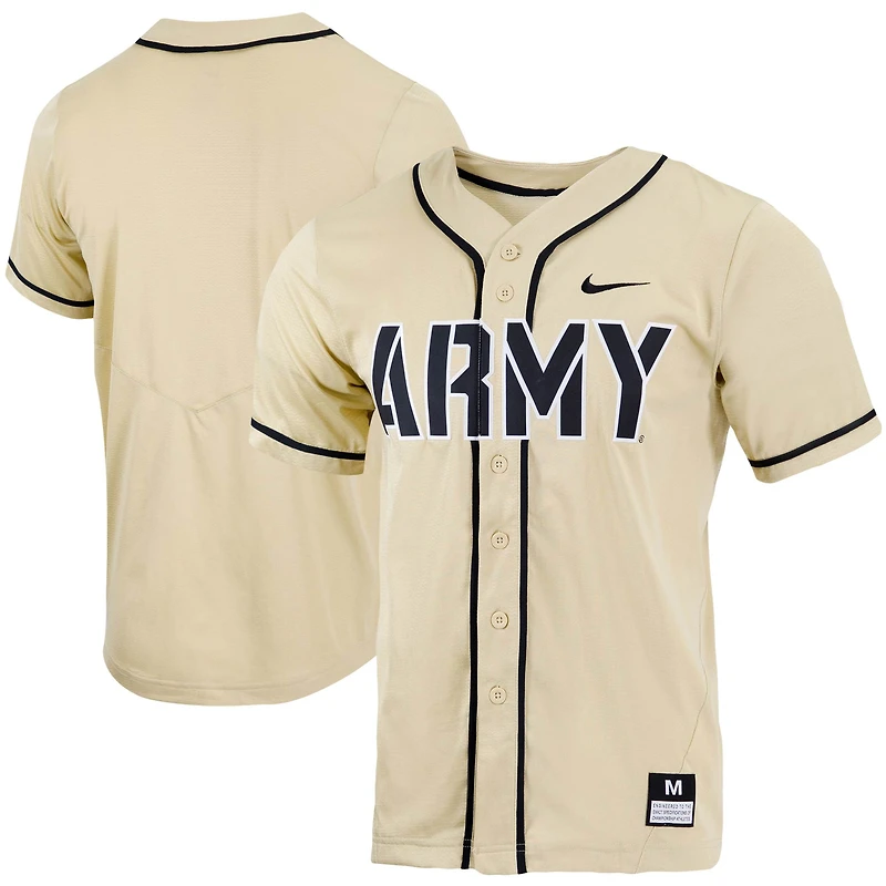 Maillot de baseball réplique Nike Gold Army Black Knights pour homme, entièrement boutonné