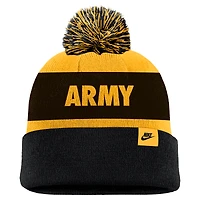 Men's Nike Gold Army Black Knights West Point Classic Collection Peak Stripe Cuffed Knit Hat with Pom