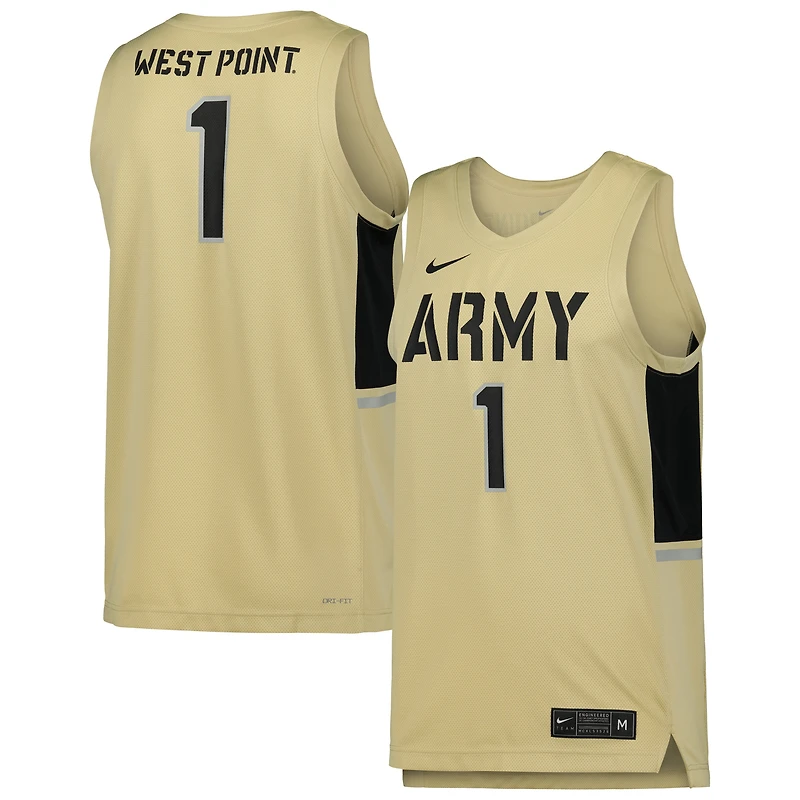 Men's Nike #1 Gold Army Black Knights Team Replica Basketball Jersey